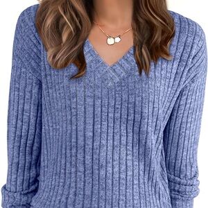 Women's Anrabess Blue V-Neck Sweater size XXL.  Like new.
